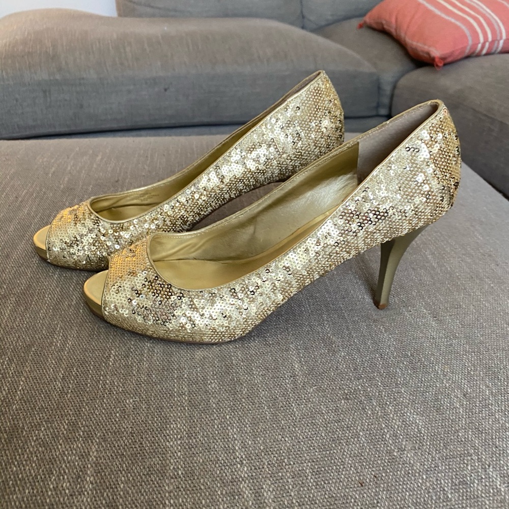 Guess Gold Sequence Heels